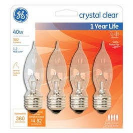 Candelabra Light Bulb, Bent-Tip, Clear, 40-Watts, 4-Pk.