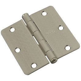 Door Hinge, Interior, Satin Nickel, 3.5-In.