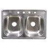 Hydros stainless steel sinks 6 in. 4 Hole Double Bowl Satin Sink 33” W x 22” D x 6” H (33” W x 22” D x 8” H)