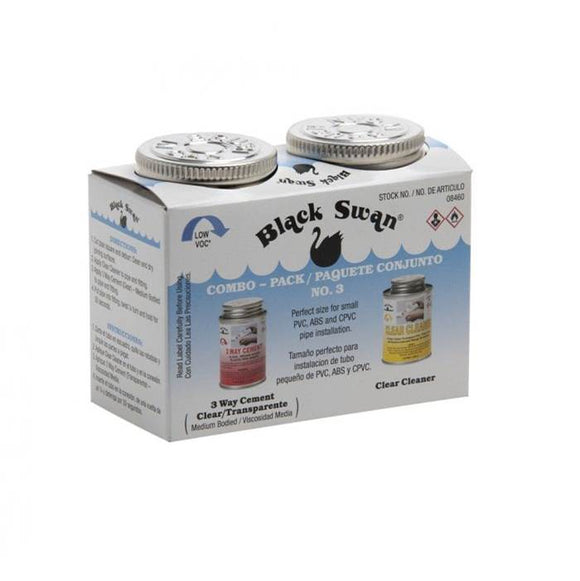 Black Swan's Combo Pack No. 3 - 3 Way Cement (Clear) - Medium Bodied & Clear Cleaner 4 oz. (4 oz.)