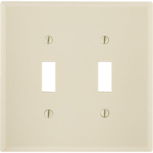 Leviton 2-Gang Plastic Oversized Toggle Switch Wall Plate, Ivory