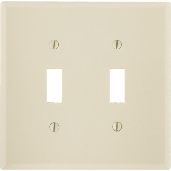 Leviton 2-Gang Plastic Oversized Toggle Switch Wall Plate, Ivory